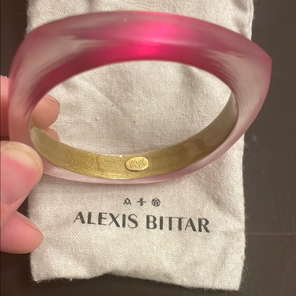 Alexis Bittar Pink and Gold Lucite Bracelet